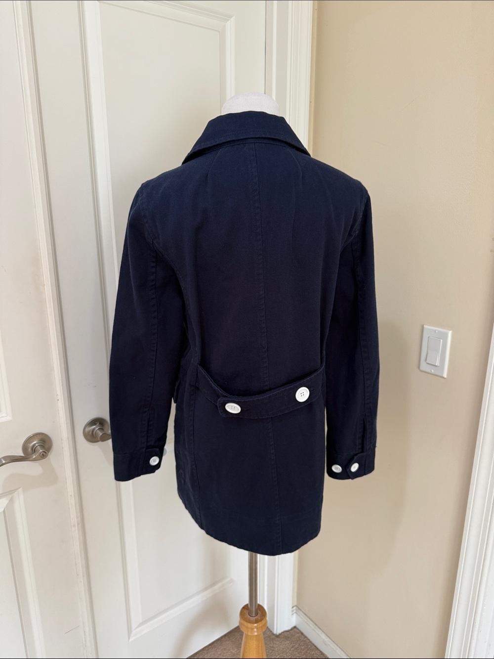 J. Crew Double Breasted Classic Twill Chino Heavyweight Cotton Peacoat Size 8 - Picture 7 of 10